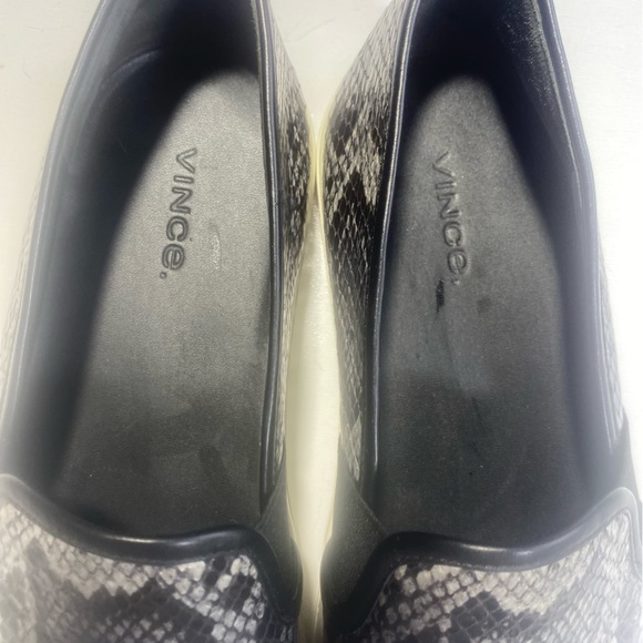 Vince Leather Black Gray Animal/Snake Print Chunky Platform Slip On Sneakers 8.5 - Picture 13 of 15